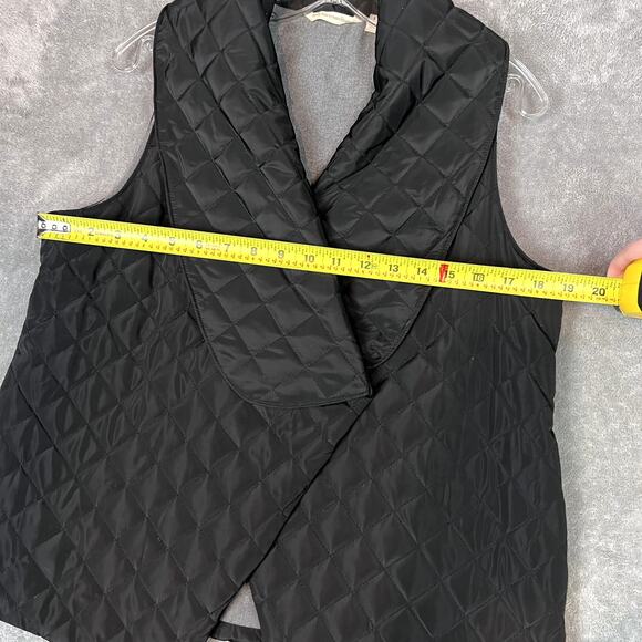 Soft Surroundings Quilted Crossover Puffer Vest Women’s S Black Snowline - Picture 8 of 9